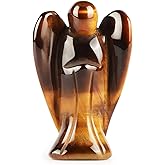 Artistone 2" Tiger Eye Crystal Angel Statue Natural Gemstone Healing Crystals Angel Figurines Pocket Guardian Angel Stones for Your Love Prayer Home Decor Gifts