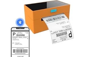 LIIUU Bluetooth Thermal Shipping Label Printer, 4x6 Label Printer for Shipping Packages, Support iOS, iPhone, iPad, Android, Mac and Windows, Used for Amazon, Ebay, Shopify, Etsy, USPS,UPS, Orange