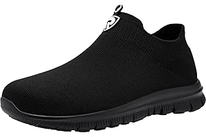 LARNMERN Slip On Steel Toe Shoes for Men Women Sock Sneakers Safety Toe Work Shoes Athletic Lightweight Comfortable Breathable Construction Running Tennis Footwear