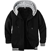 GEEK LIGHTING Mens Fleece Lined Hoodies Zip Up Waffle Knit Thicken Hooded Sweatshirts Winter Jackets