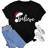 Christmas Shirts for Women Funny Christmas Decoration Element Graphic Shirts Tree Light Letter Printing Family Tops