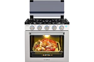 CAMPLUX ENJOY OUTDOOR LIFE CAMPLUX Classic RV Stove Propane Range 21 Inches, Propane Oven with 3 Burners Cooktop for RV, RV Propane Oven Stove Combo 28,100 BTU/Hr, Stainless Steel RGS21MSF