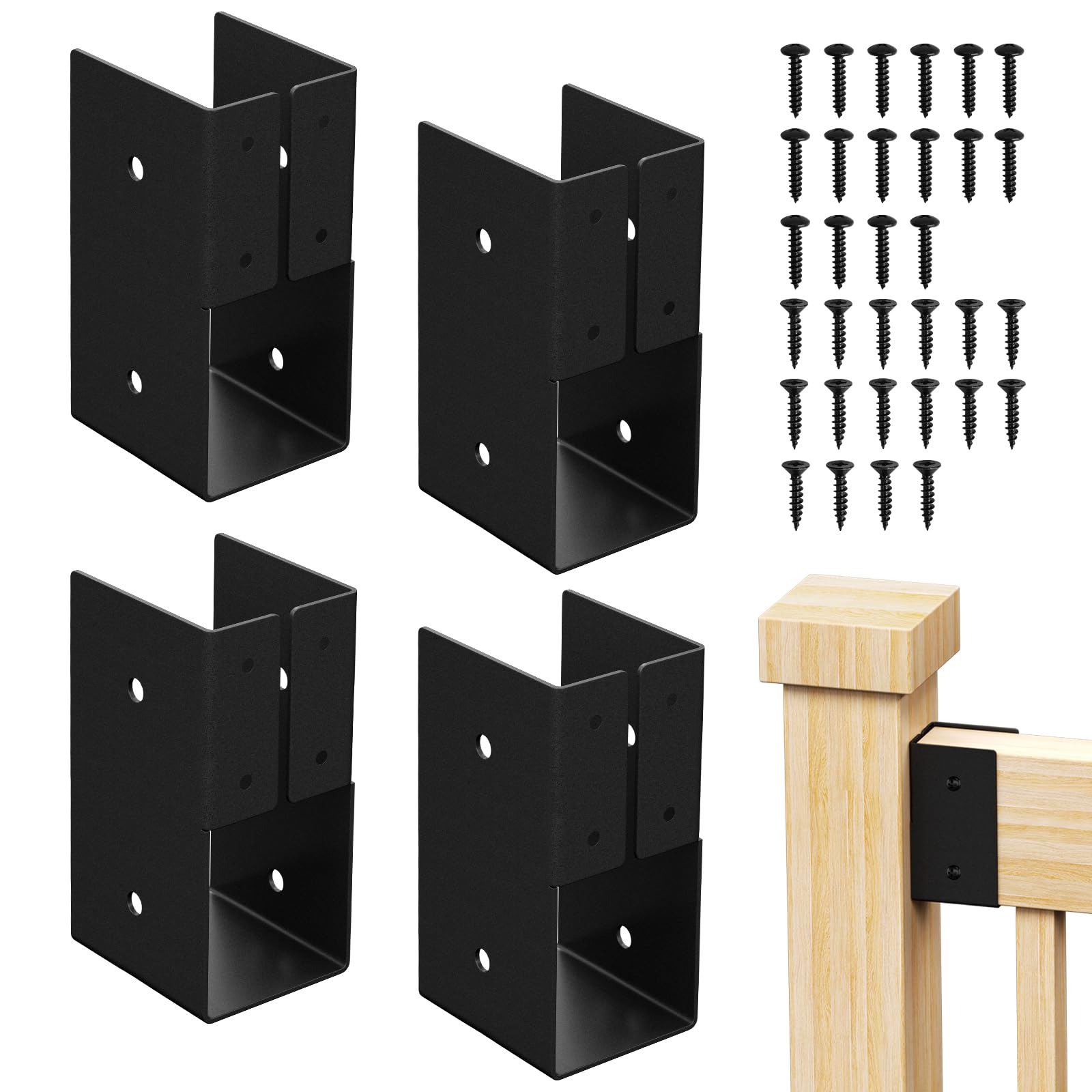 Photo 1 of Mordx 4pcs Concealed Joist Hangers,2"x4"Outdoor Concealed-Flange Joist Steel Brackets with Screws,Concealed Mount Joist Hangers,for 2"x4" Beam Swing,Handrail,Fence