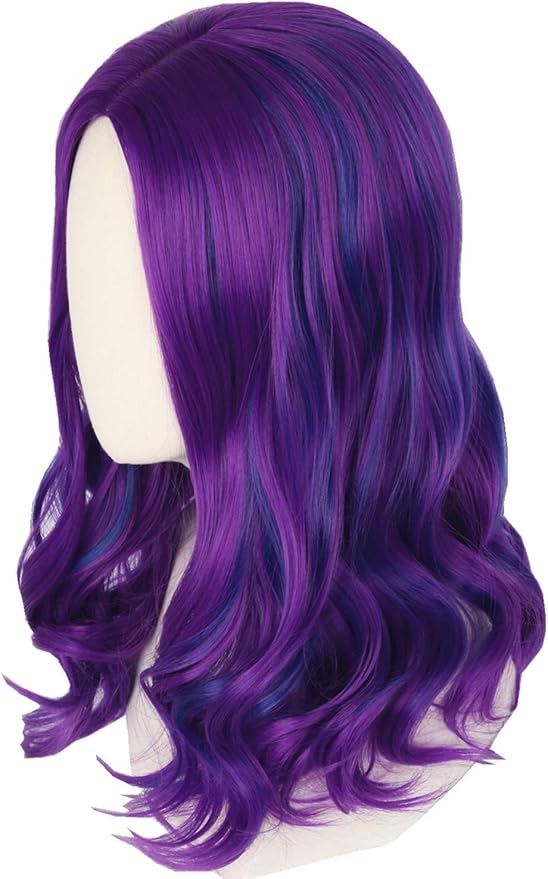 Topcosplay Mal wig for Girls Kids Purple and Blue Wig Halloween Fancy