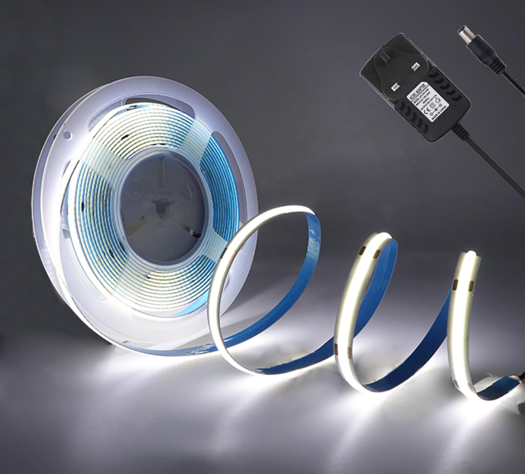 KAFULA 12V COB LED Light Strip, 320 LEDs/m 4m White Light 6000K High Density Super Bright Flexible FCOB LED Fairy Light CRI90+, Cuttable, Home Lighting Decoration