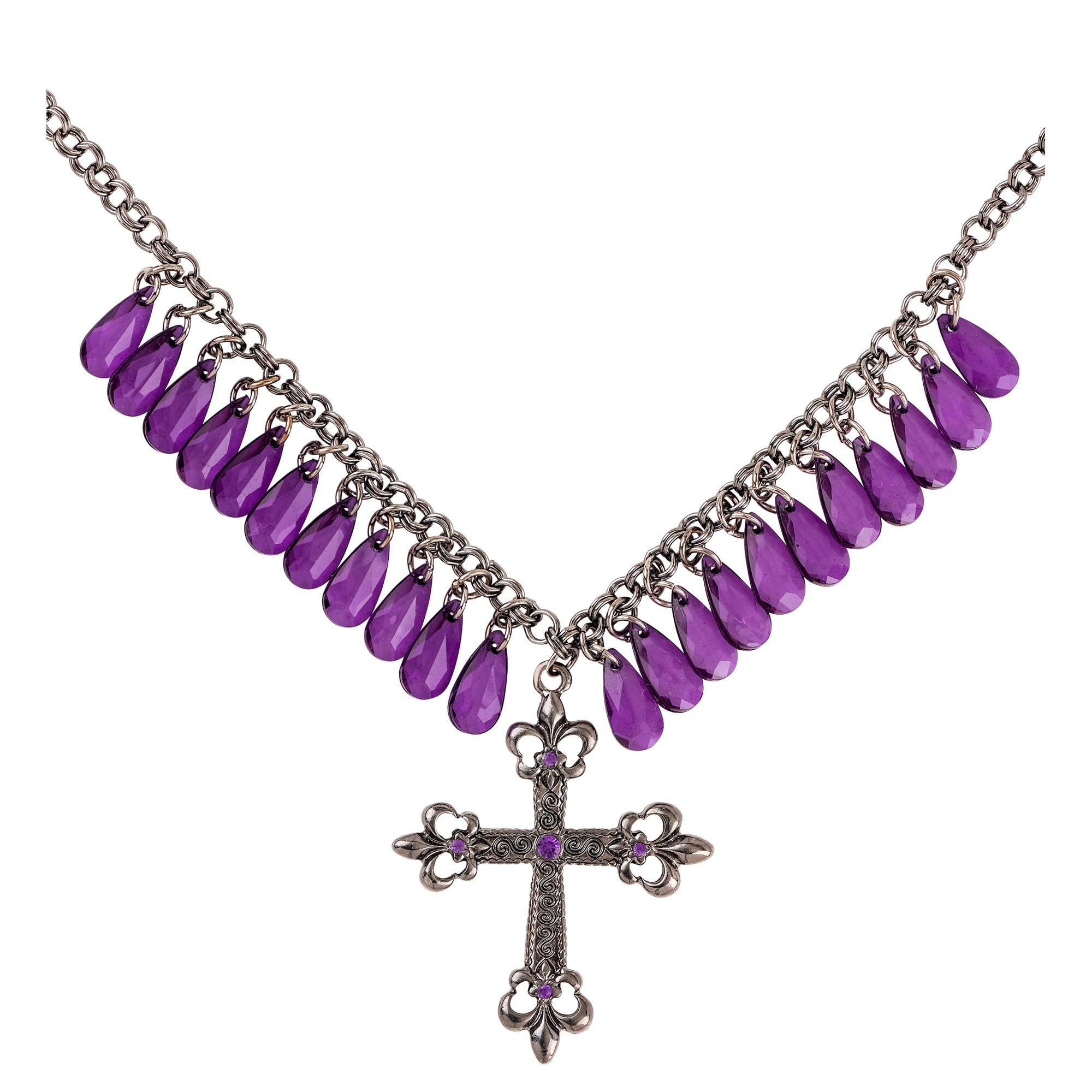 Widmann W Jupiter Drop Gothic Cross Necklace Choker Cross Chain Fashion Jewelry Gothic Day of the Dead Dia de los Muertos Halloween
