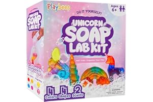 Playbees Unicorn Soap Making Kit for Kids - Fun DIY Christmas Gift for Girls & Boys Age 6-12, Creative STEM Science Craft, Holiday Activity, Educational Toy & Stocking Stuffer