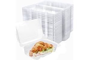 Maomoto 100 Pack Clear Hinged Food Container, To Go Containers with Clear Lids,Cake Slice Containers Clamshell Takeout Tray f
