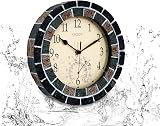 OCEST 10.5 Inch Waterproof Garden Clock with Thermometer, Silent Operation view 3