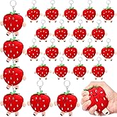 XunYee 36 Pcs Strawberry Party Favors Bulk Cute Red Strawberry Plush Keychain Pendant Gift Kawaii Fruit Keychain Goodie Bag Decor for Kids Valentines Day Baby Shower Berry Birthday Party Supplies