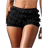 Floerns Women's Y2k Lace Ruffle Shorts Elastic Waist Lolita Bloomers Boy Shorts