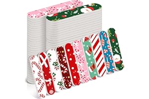 Lanties 50 Pcs Christmas Mini Nail File Gifts Bulk for Women Candy Cane Double Sided Emery Boards Small Xmas Party Favors Thank You Gifts Manicure Tools for Employee Staff Coworker Appreciation