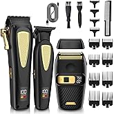 RESUXI Hair Clippers for Men Cordless Hair Trimmer Electric Shavers for Men Set,Professional Barber Clippers for Haircut Grooming Kit+Foil Blade Shaver+Zero Gapped Trimmer,Gift for Him