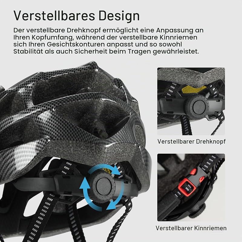 Fahrradhelm für Erwachsene, Leicht Atmungsaktiv Für Herren, Carbon M