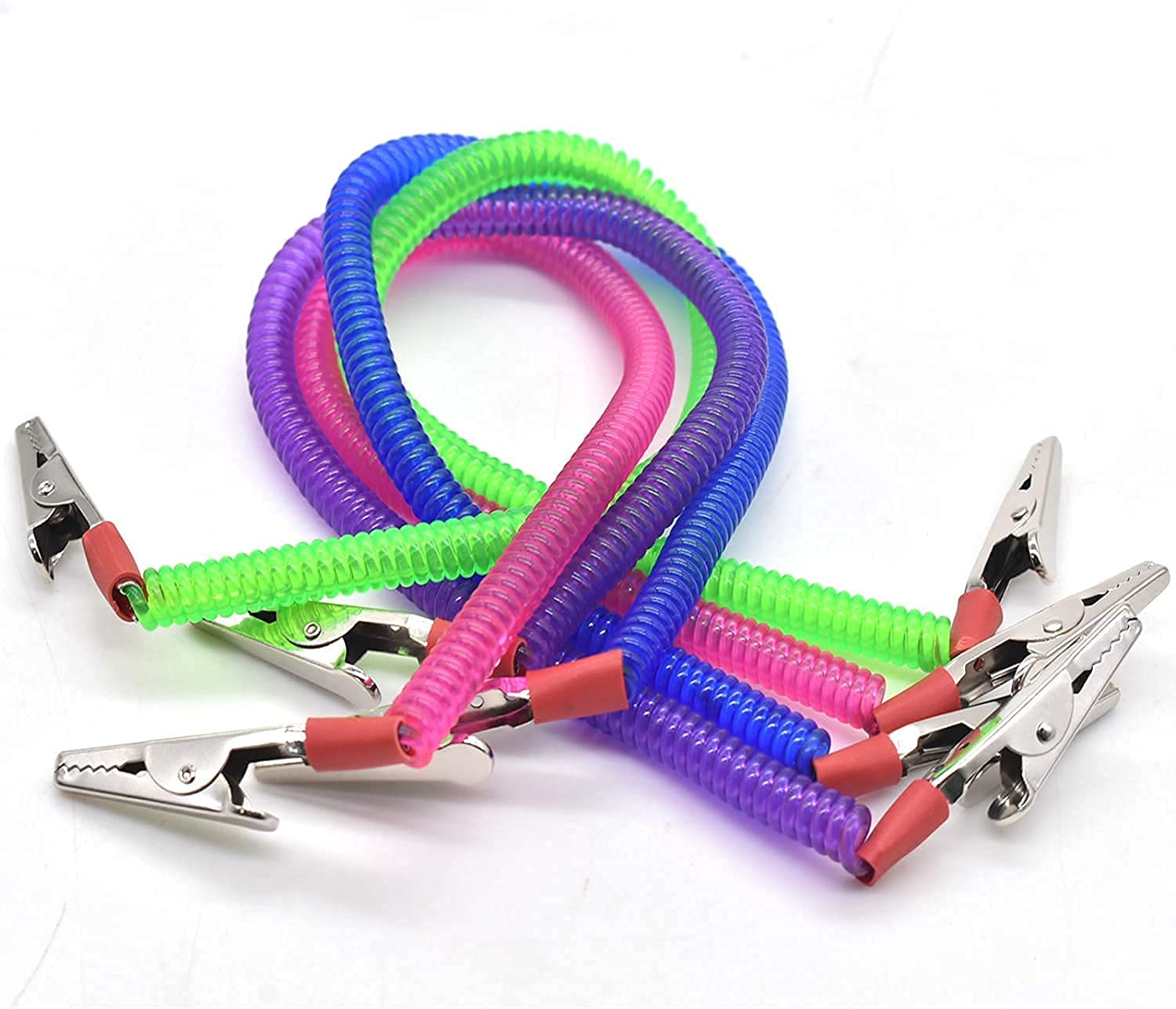 RZJZGZ 4 Pcs Elastic Napkin Clips (16"-94") Colorful Chain Napkin Clips Apron Bibs Chain Serviette Bib Holder Napkin Fixing Clip Napkin Lanyard Neck Strap Dinner Accessory for Dental/Elder/Adult/Child