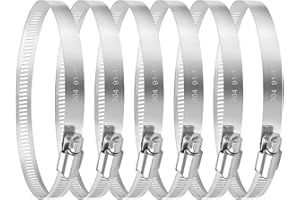 TUPARKA 4 inch Hose Clamp Adjustable 304 Stainless Steel Duct Clamps 6 Pack Worm Gear Adjustable 91mm-114mm Pipe Clamp Worm D