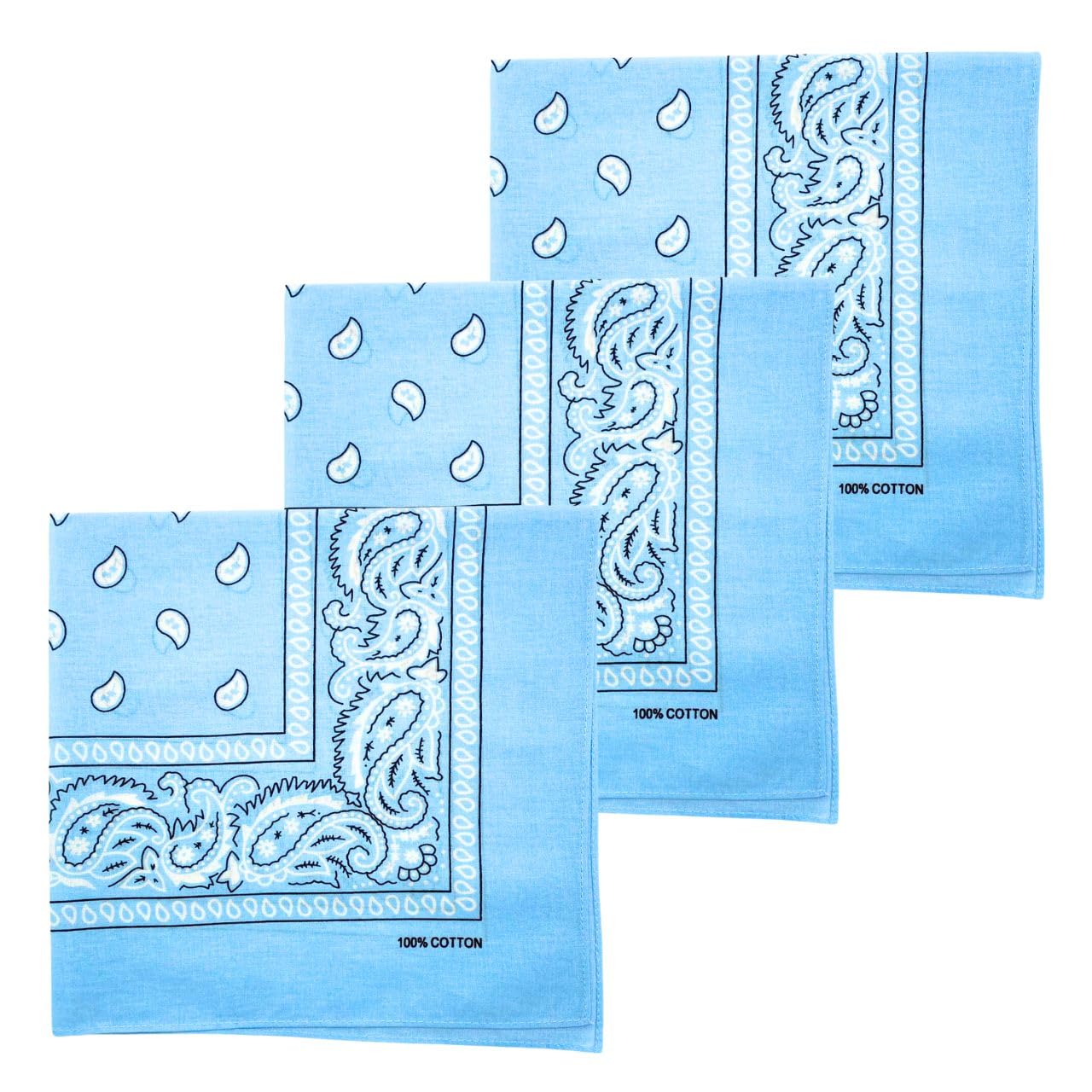MDSTYLE 3 PCS 100% Cotton Bandana for Men & Women