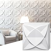 Art3d Waterproof 3D Textured PVC Decorative Wall Panels, 33-Pack, White | Cover 32 Sq. Ft, Break-Proof, Scratch Resistant, Glue-Up, Ideal for Interior Wall Decor, Living Room, Bedroom