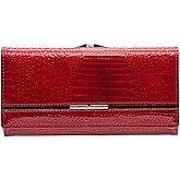 GHUHUALX Women's Wallet Long Leather Purse Credit Card Ladies Casual Wallet Fashion Clutch red