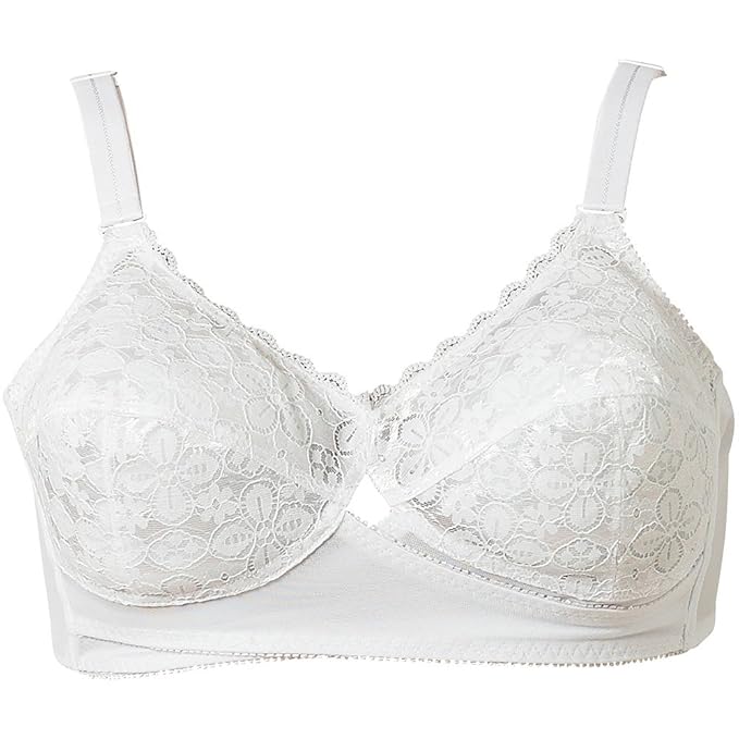 Marlon firm control non wired classic bra 34B46F white new half lace