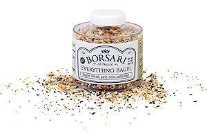 Borsari Everything Bagel Seasoning - Gourmet Bagel Seasoning With Sea Salt and Poppy Seeds - Gluten Free and Keto Friendly Spice for Cooking - Flavorful Seasoning - (3.2 oz - Pack of 1)