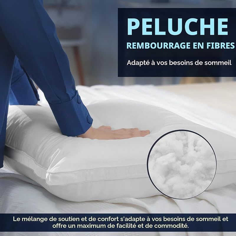 Oreillers 40x80 cm Lot de 2, Doux, Blanc