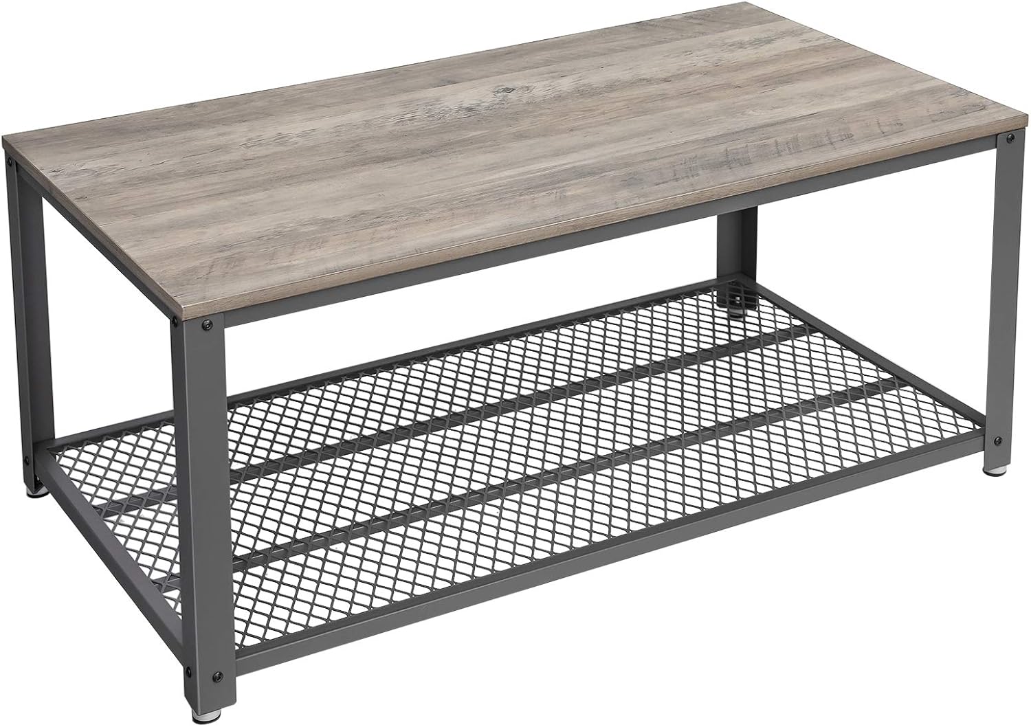 VASAGLE Industrial End Table, 2-Tier Side Table with Storage Shelf, Sturdy, Easy Assembly, Wood Look Accent Furniture, with Metal Frame, Rustic Brown ULET41X: Kitchen & Dining