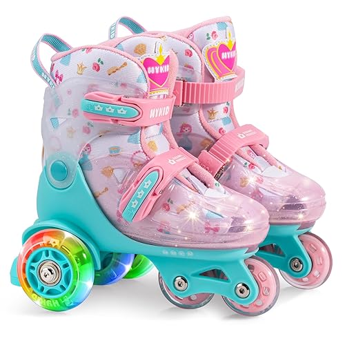 HYKID Toddler Roller Skates, 4 Adjustable Sizes, Fun Illuminating
