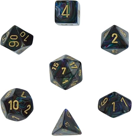 Polyhedral Dice, Lustrous Shadow w/ Gold 7-Die Set CHX 27499