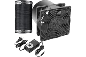 HOSE VARY 5in Air Exhaust Fan Fume Extractor, 6000RPM 210CFM DC12V Fan w/ 6.5ft Hose for 3D Printer, 3D Laser, Grow Tent, DIY