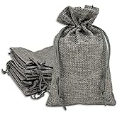 12-Pack 8x10 Natural Burlap Gift Bags w. Drawstring (Cool Grey, Large) for Party Favors, Presents or DIY Craft by TheDisplayGuys