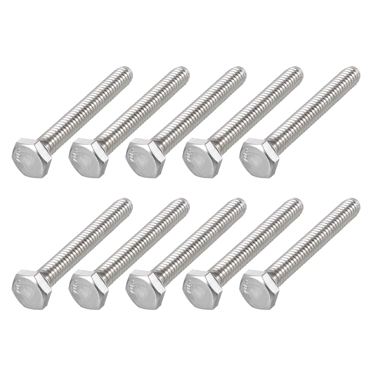 METALLIXITY Hex Head Bolts (1/4-20 x 1-3/4") 10Pcs, 304 Stainless Steel 18-8, Fully Threaded, External Hex Drive, Plain Finish, Hex Head Screw Bolt, Silver โ image 1