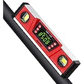 RISEPRO 10-Inch Digital Torpedo Level and Protractor IP54 Protected Electronic Bubble Inclinometer, Angle Finder, Gauge w/Lar