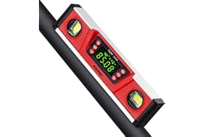 RISEPRO 10-Inch Digital Torpedo Level and Protractor IP54 Protected Electronic Bubble Inclinometer, Angle Finder, Gauge w/Large VA Display & V-Groove Base DL135N