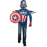 MARVEL Captain America Official Dress Up Trunk Set - Seven-Piece Set with Costume Top, Mask, Wings, Gloves, and Shield - Size S (4-7)