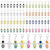 SUPERFINDINGS 80Pcs 8 Colors Angel Charms Clip On Charms Colorful Pearl Bead Guardian Charm Fairy Dangle Pendants Zipper Pulls Charm with Silver Lobster Clasps for DIY Jewelry Making Shower Favor