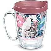 Tervis Tropical Birds Collage Made in USA Double Walled Insulated Tumbler Travel Cup Keeps Drinks Cold & Hot, 16oz Mug with Handle, Clear