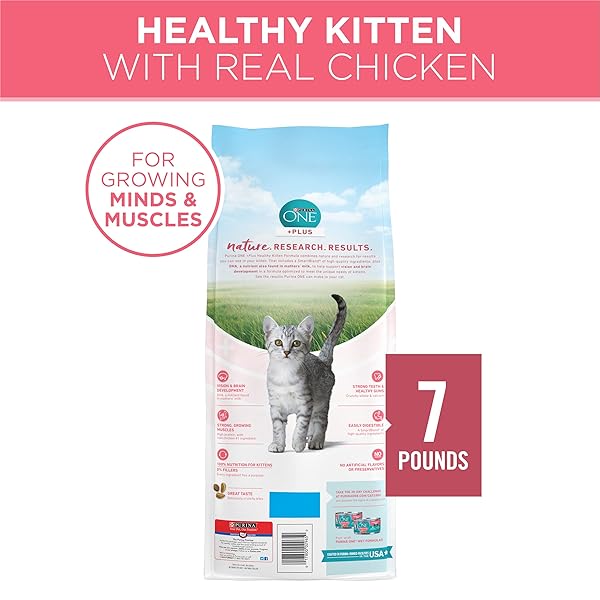 PURINA ONE HIGH PROTEIN, NATURAL DRY KITTEN FOOD, +PLUS HEALTHY KITTEN FORMULA – 7 LB. BAG