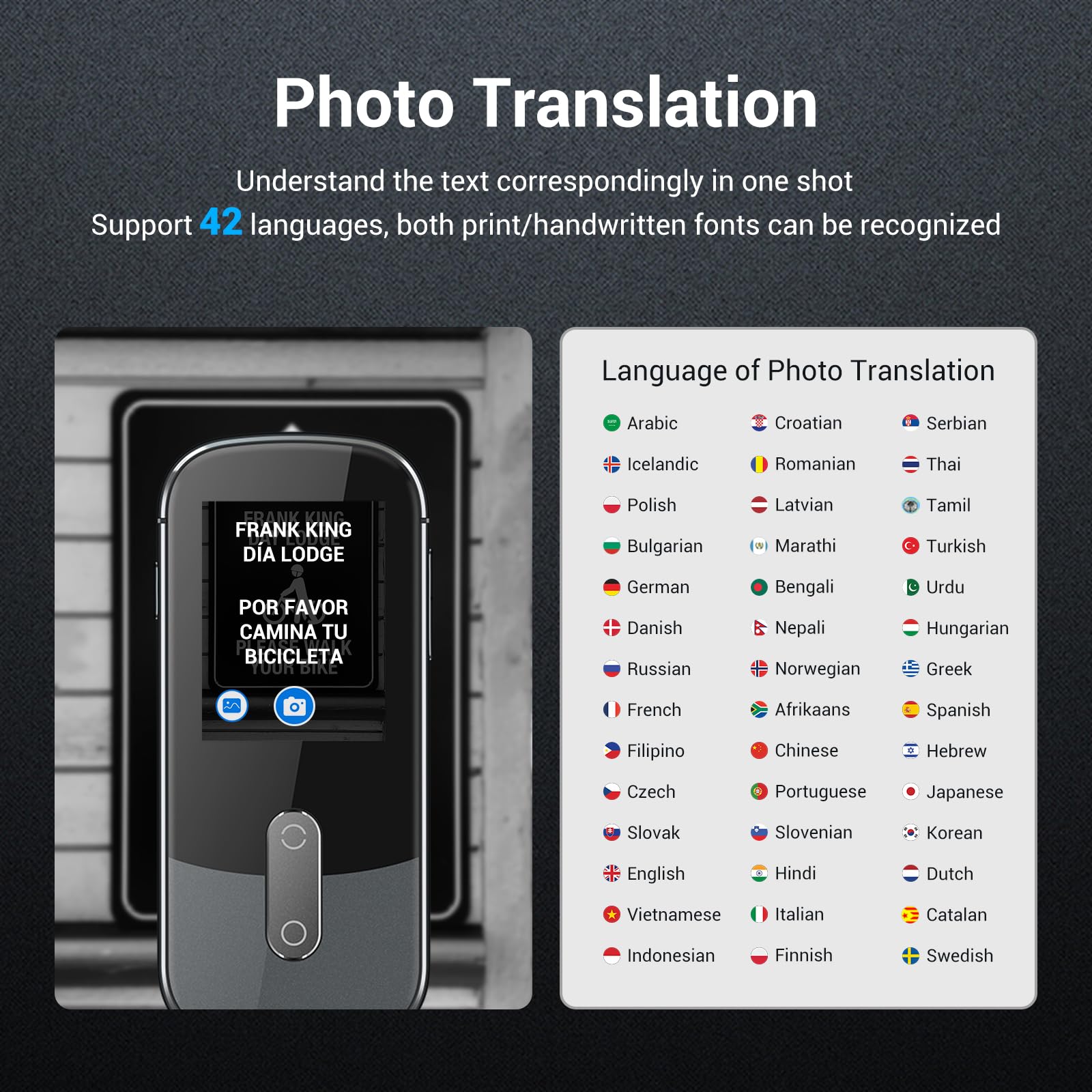 Offline Language Voice Translator Device W09 PRO for 144 Languages and Accents Photo Translation No WiFi Internet Needed for Travel Business W09 Grey