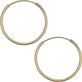14k Yellow Gold 1mm Thick Round Tube Endless Hoop Earrings (10, 12, 14, 16 or 18 mm)
