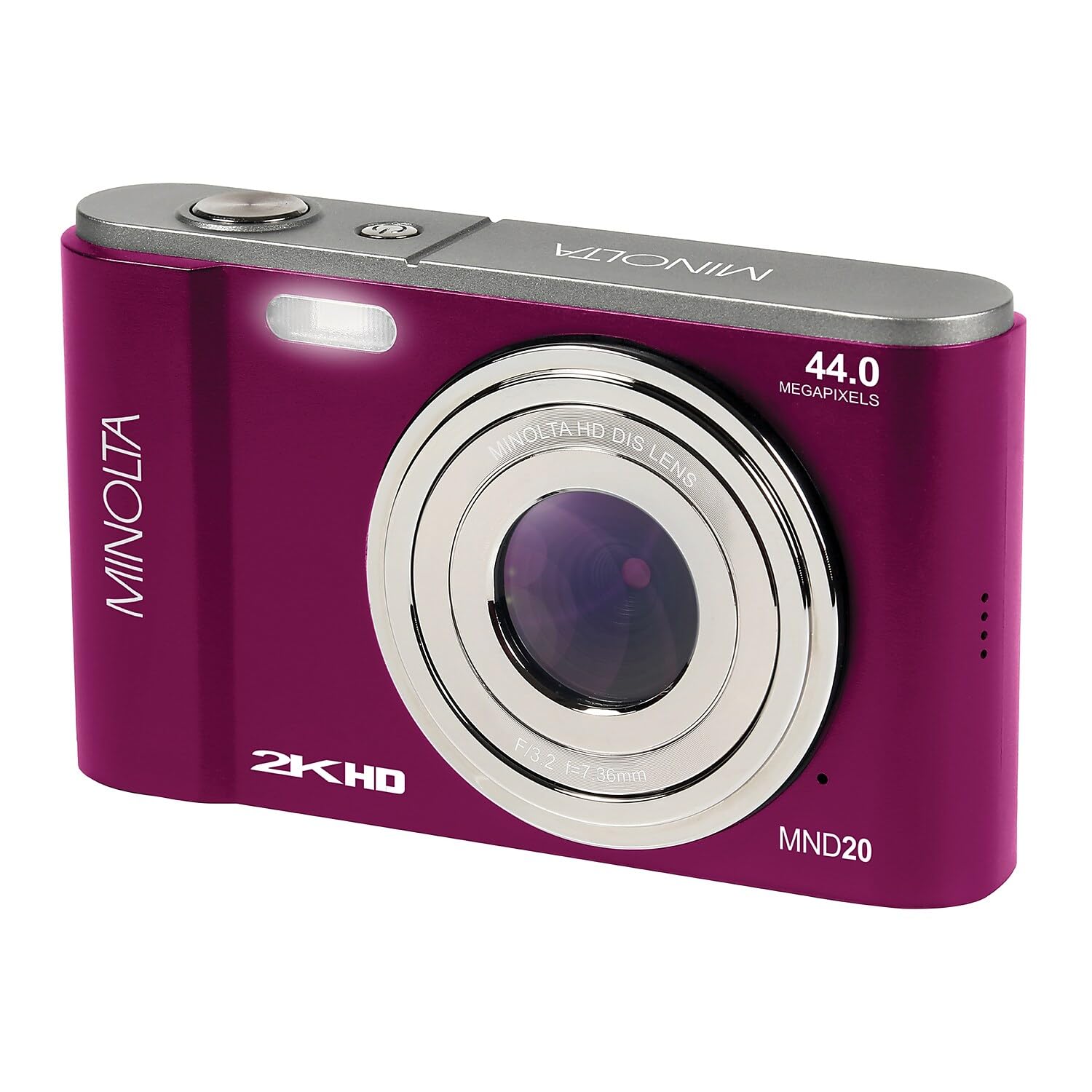 Minolta MND20 44MP Digital Camera – 2.7K Ultra HD Video, 16X Digital Zoom, Anti-Shake Stabilization, Time Lapse, Face Detection, 2.9-inch LCD Display – Lightweight Compact Camera (Magenta)