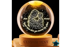 The Day You Became My Mom Custom Moon Phase First Mother's Day Personalized Crystal Ball LED Night Light, Custom First Mother