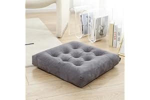 Getmo Resin Large Floor Pillows,Square Meditation Pillow,Microsuede Sitting Pillows Floor Cushion for Yoga Living Room Balcony Office Outdoor,Seat Cushion Tatami for Chair Sofa,22x22 Inch,Grey