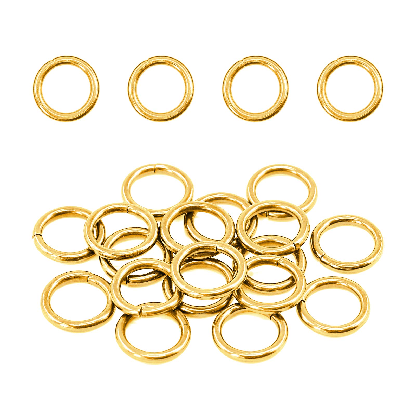 Swpeet 60Pcs Heavy Duty 3/5 Inch - 16mm Gold Multi-Purpose Metal O Ring for Hardware Bags, Belts, Dog Leashes & DIY Accessories