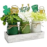 St Patricks Day Decorations 3-Pack Mason Jars，Rustic Decorative Table Centerpiece for St Patrick's Day Celebration & Spring Home Decor