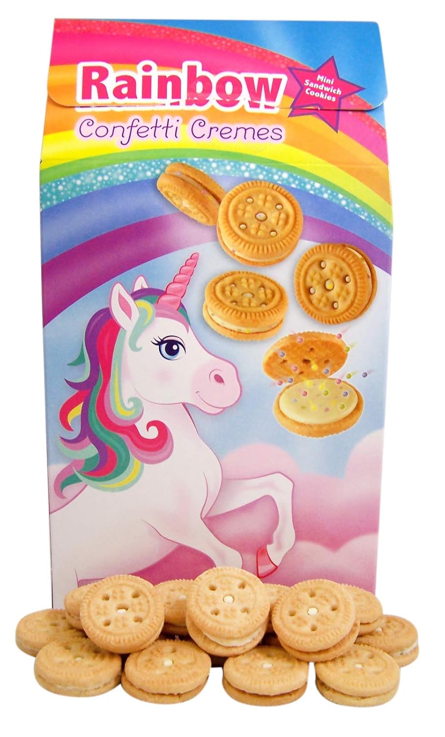 Unicorn Rainbow Confetti Cremes Mini Sandwich Cookies Snacks for Kids