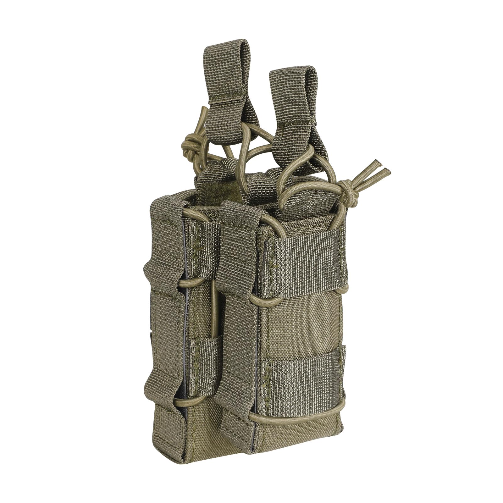 EXCELLENT ELITE SPANKER Open-Top Double Rifle Mag Pouch for M4 M14 M16 G36 AR15 Magazine with Pistol Mag Pouch（Double + Ranger Green）