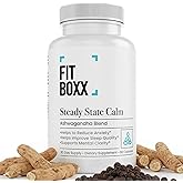 Fit Boxx SteadyState Calm | Pure Ashwagandha Supplements 650mg with Bioperine – Natural Adaptogen Capsules to Support Stress Relief & Mood Balance – Vegan, Non-GMO, Gluten Free – 60 Capsules