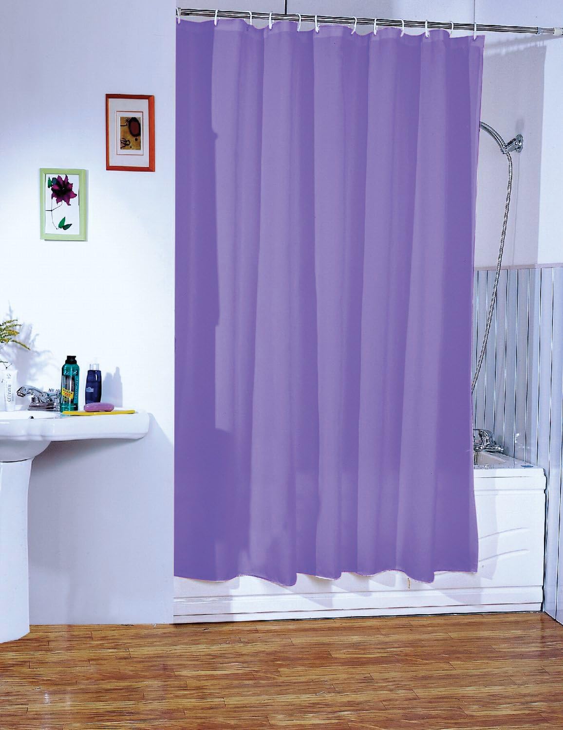 Rideaux Msv 140773 Rideau De Douche Polyester 12 Anneaux Inclus Plastique Polypropylene Rouge 180 X 200 X 0 1 Cm Cuisine Maison