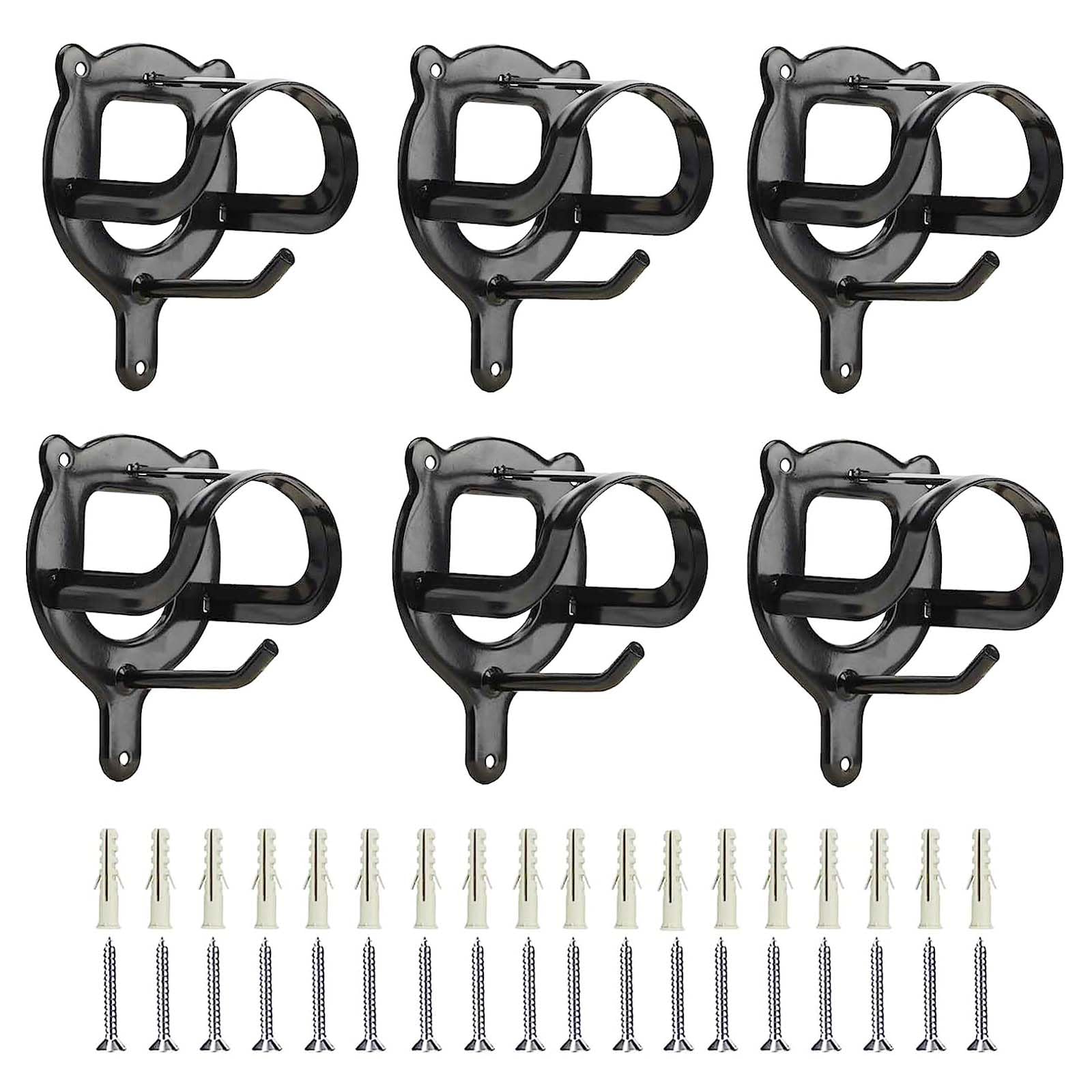 HDYEGIOU 6 Counts Horse Bridle Rack Bridle Bracket Bridle Hooks Metal Halter Hanger with Tubes and Screws for Horse Barn Supplies,Black